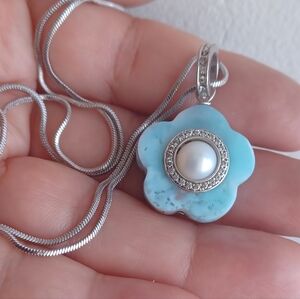 Sterling Silver 925 And Natural Flower Necklace